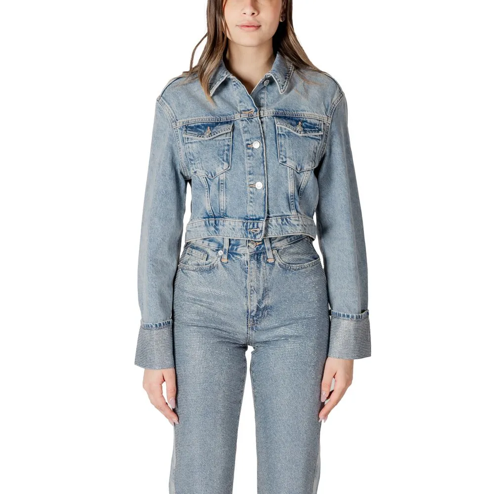 Only Women's Light Blue Organic Cotton Jackets & Coat