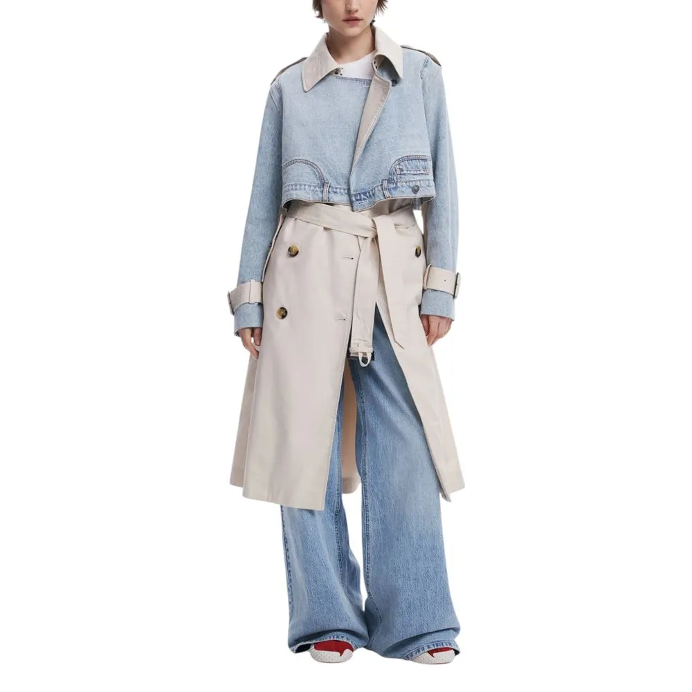 Desigual Women's Light Blue Cotton Jackets & Coat