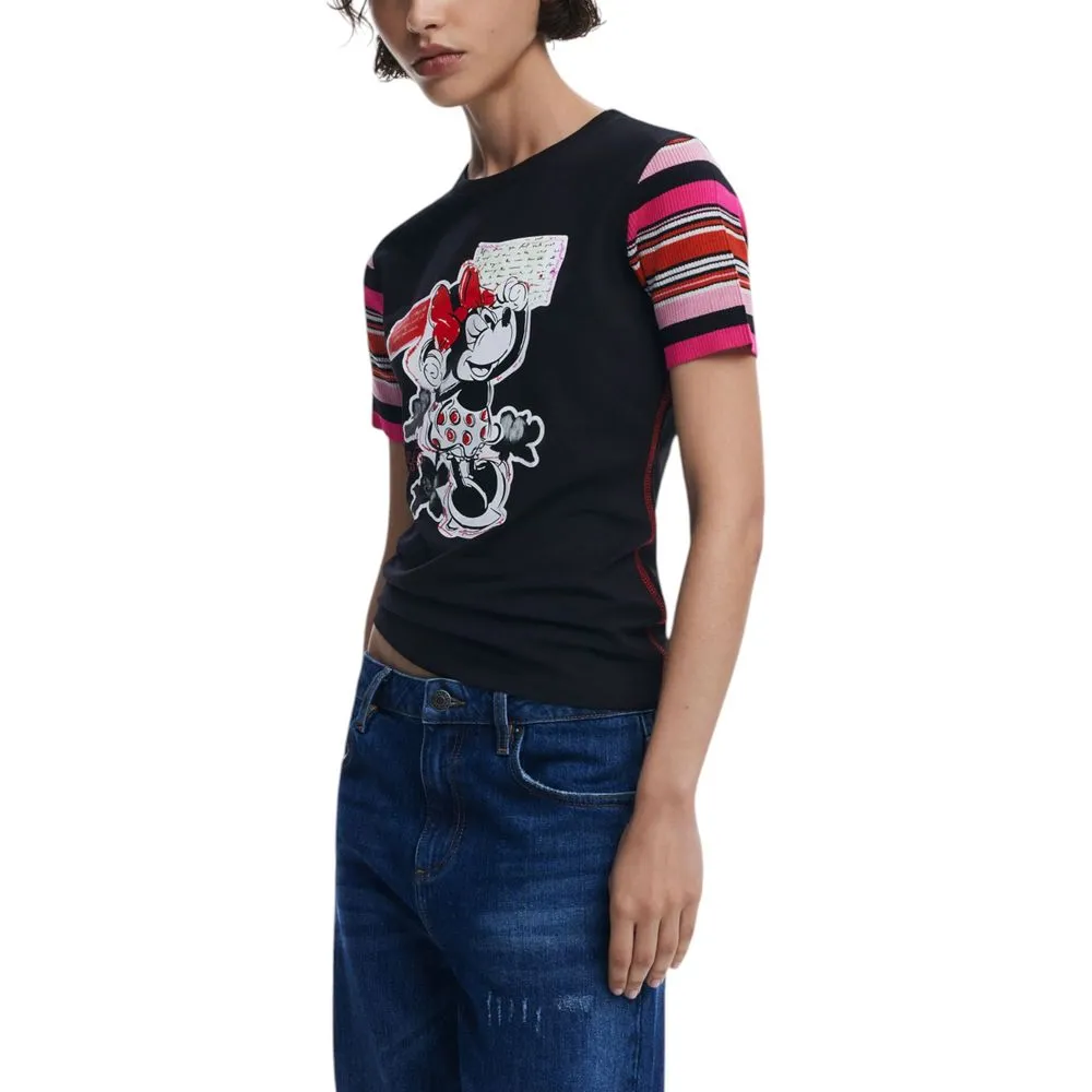 Desigual Women's Black Cotton Tops & T-Shirt