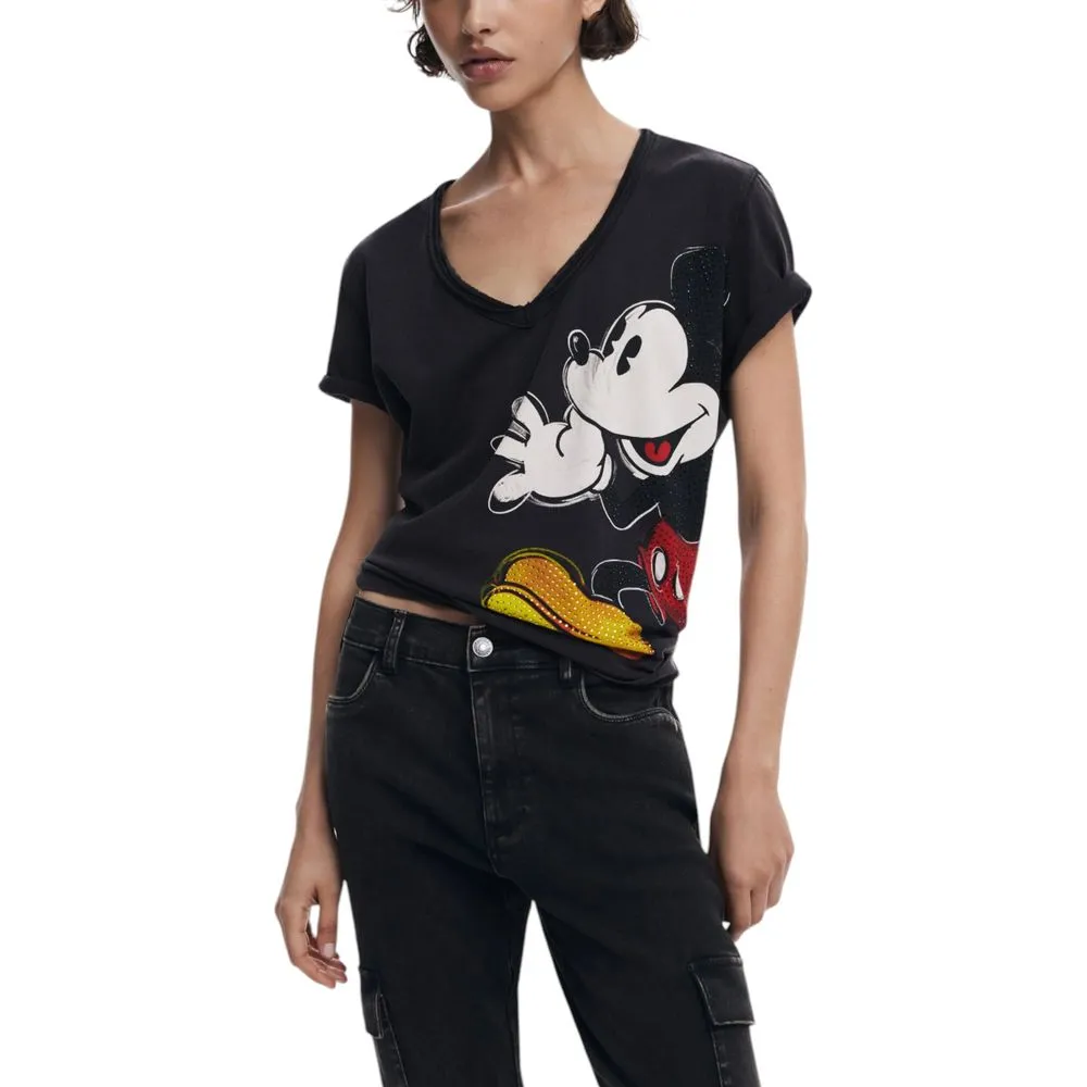 Desigual Women's Black Cotton Tops & T-Shirt