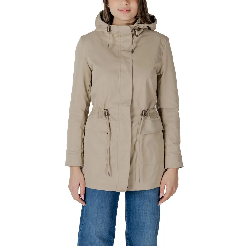 Only Women's Beige Polyester Jackets & Coat