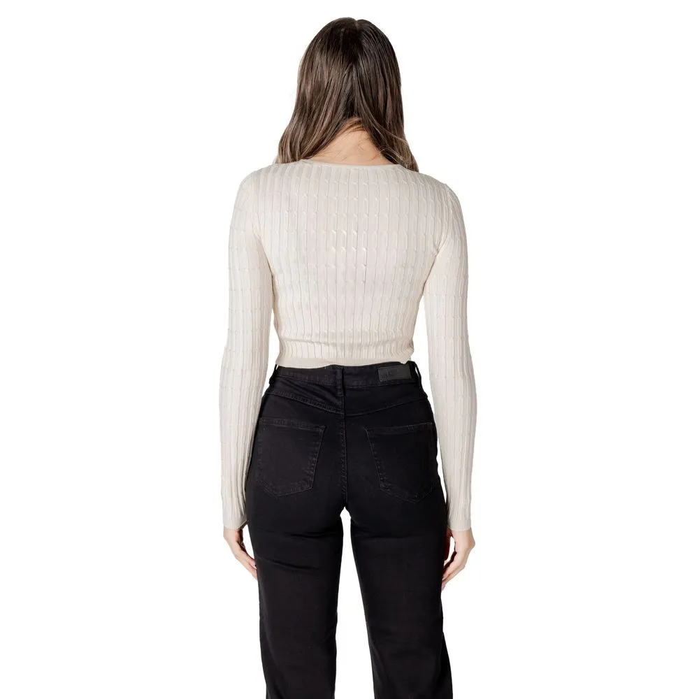 Only Women's Beige Acrylic Tops & T-Shirt