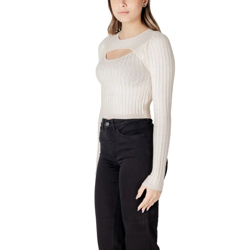 Only Women's Beige Acrylic Tops & T-Shirt