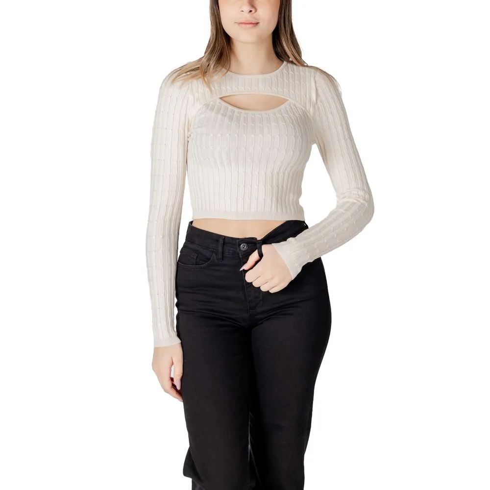 Only Women's Beige Acrylic Tops & T-Shirt