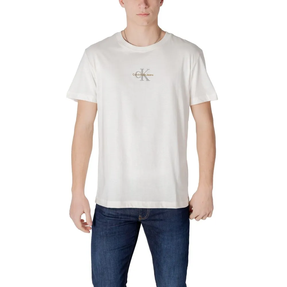 Calvin Klein Jeans Men's Cream Cotton Rigenerato T-Shirt