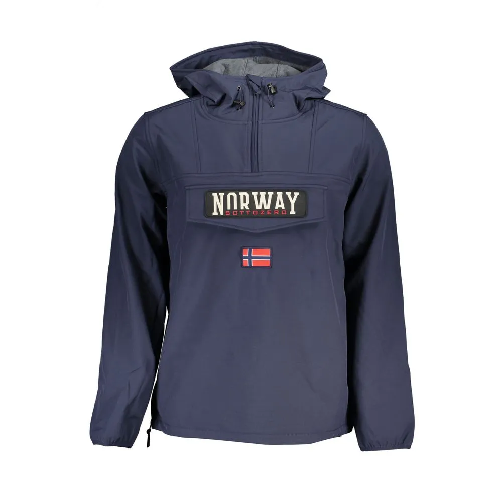 Norway 1963 Men's Sleek Soft Shell Hooded Jacket in Bold Blue
