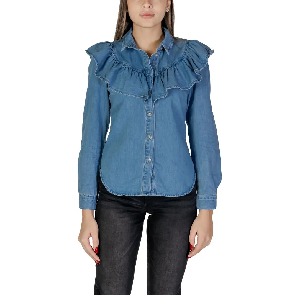 Only Women's Blue Cotton Sweater