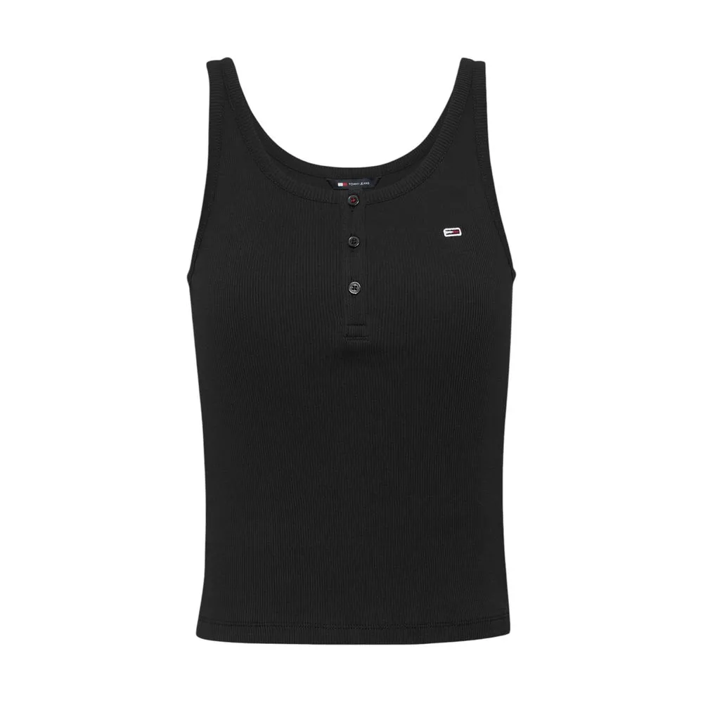 Tommy Hilfiger Jeans Women's Black Cotton Rigenerato Tops & T-Shirt