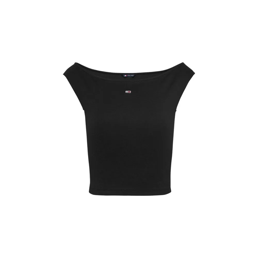 Tommy Hilfiger Jeans Women's Black Cotton Tops & T-Shirt