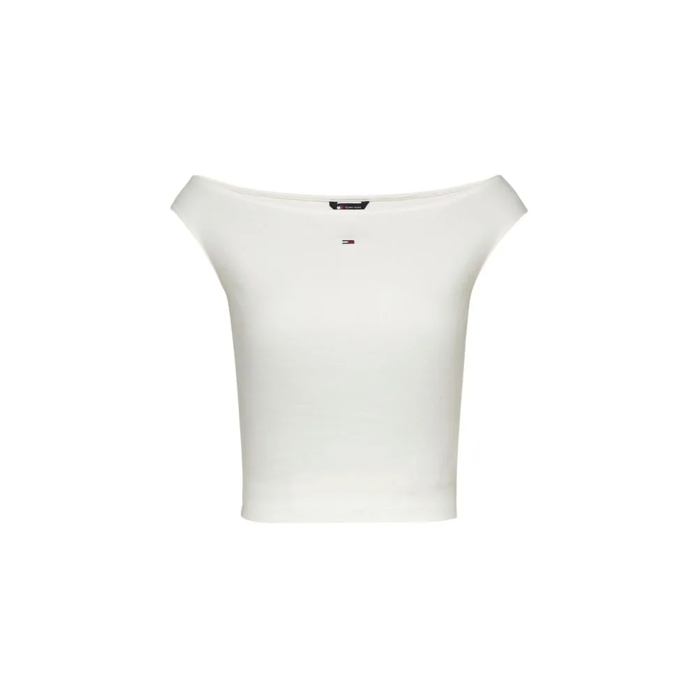 Tommy Hilfiger Jeans Women's Cream Cotton Tops & T-Shirt
