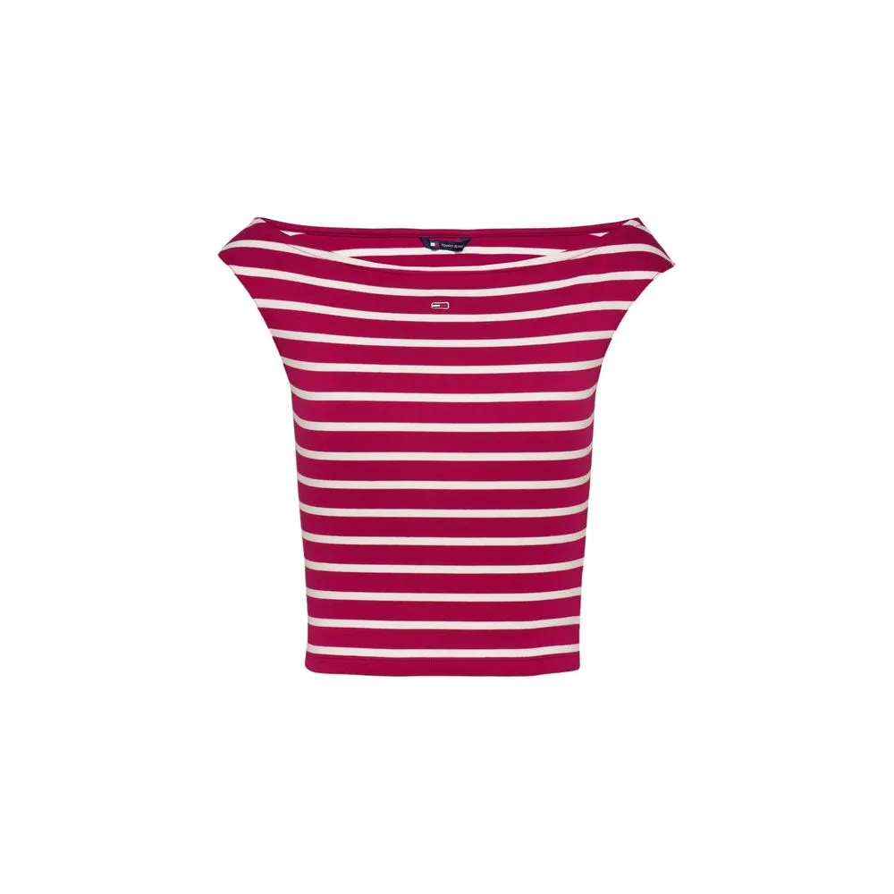 Tommy Hilfiger Jeans Women's Red Cotton Tops & T-Shirt