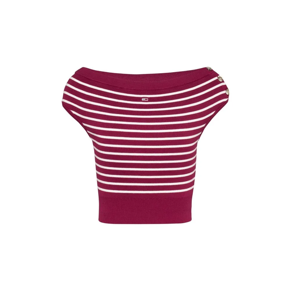 Tommy Hilfiger Jeans Women's Red Cotton Tops & T-Shirt