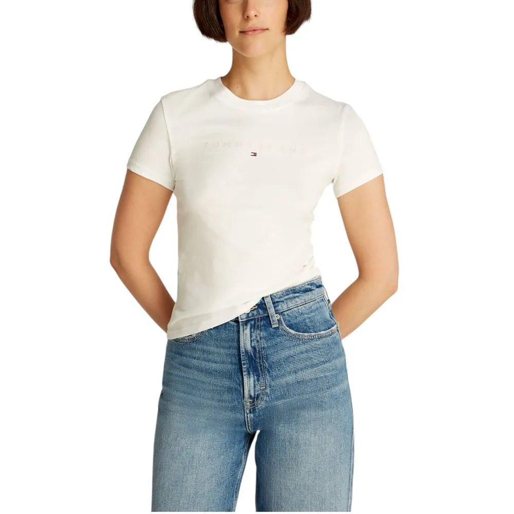 Tommy Hilfiger Jeans Women's Cream Cotton Tops & T-Shirt