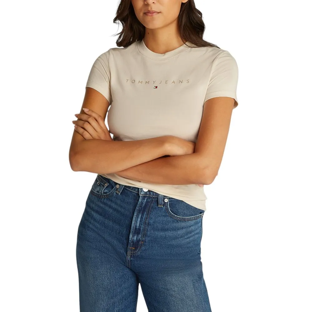 Tommy Hilfiger Jeans Women's Beige Cotton Tops & T-Shirt