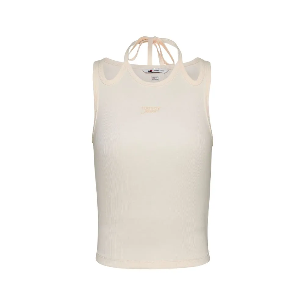 Tommy Hilfiger Jeans Women's White Cotton Rigenerato Tops & T-Shirt