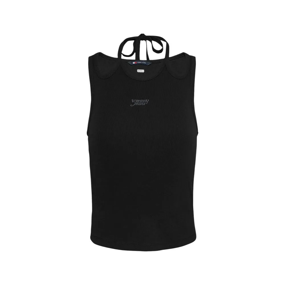Tommy Hilfiger Jeans Women's Black Cotton Rigenerato Tops & T-Shirt