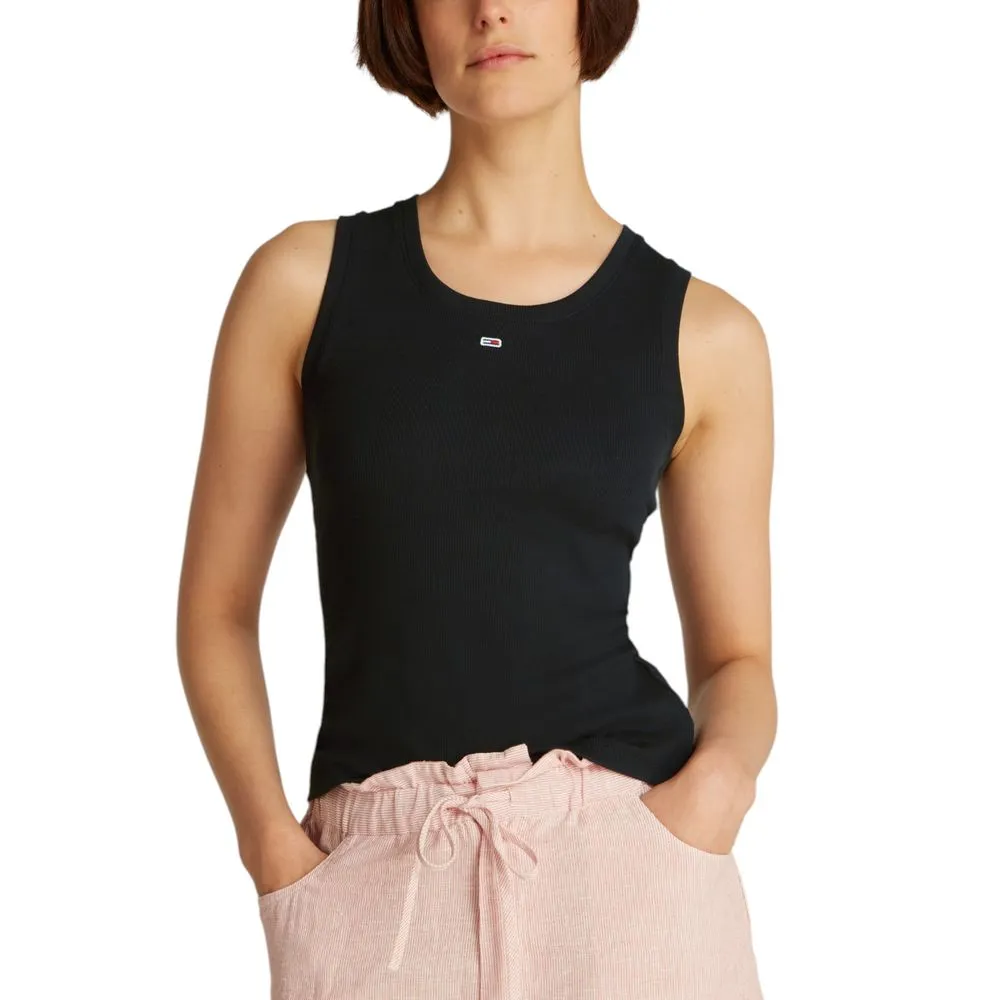 Tommy Hilfiger Jeans Women's Black Cotton Tops & T-Shirt