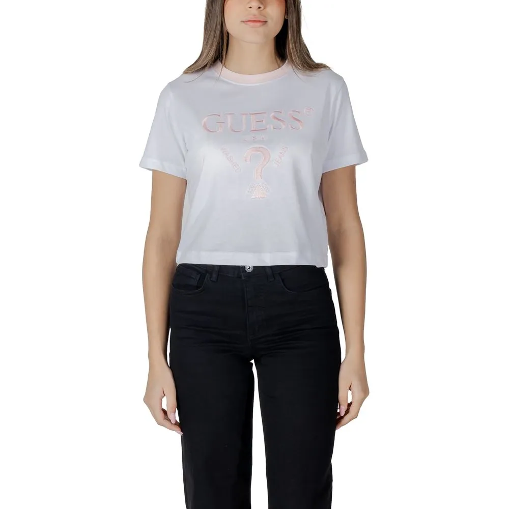 Guess Active Women's White Cotton Tops & T-Shirt