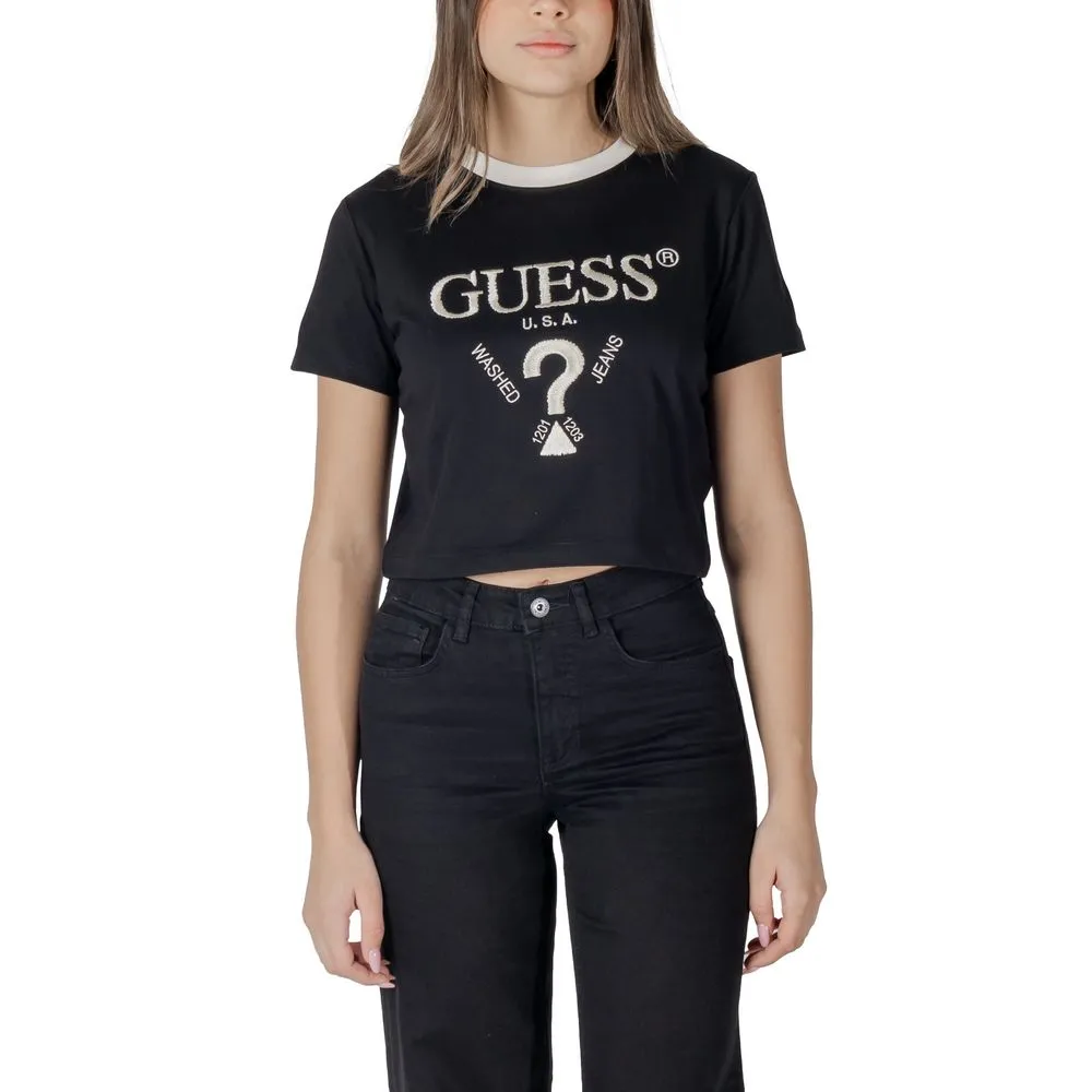Guess Active Women's Black Cotton Tops & T-Shirt