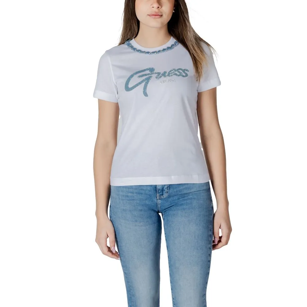 Guess Women's White Cotton Tops & T-Shirt