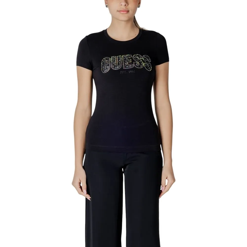 Guess Women's Black Cotton Tops & T-Shirt