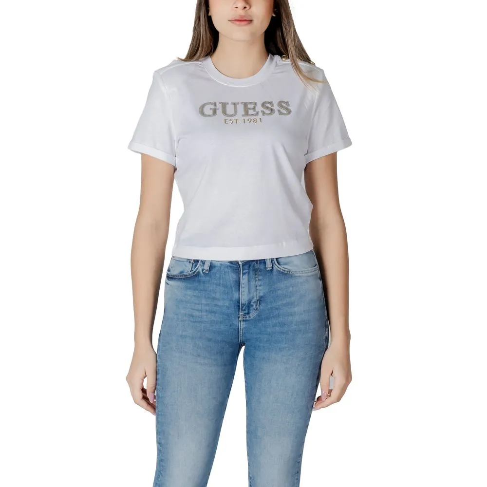 Guess Women's White Cotton Tops & T-Shirt