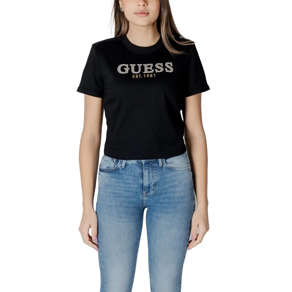Guess Women's Black Cotton Tops & T-Shirt