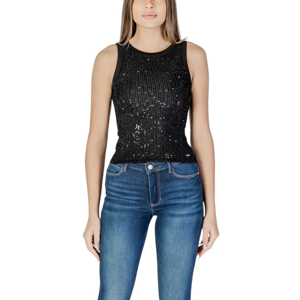 Guess Women's Black Cotton Tops & T-Shirt