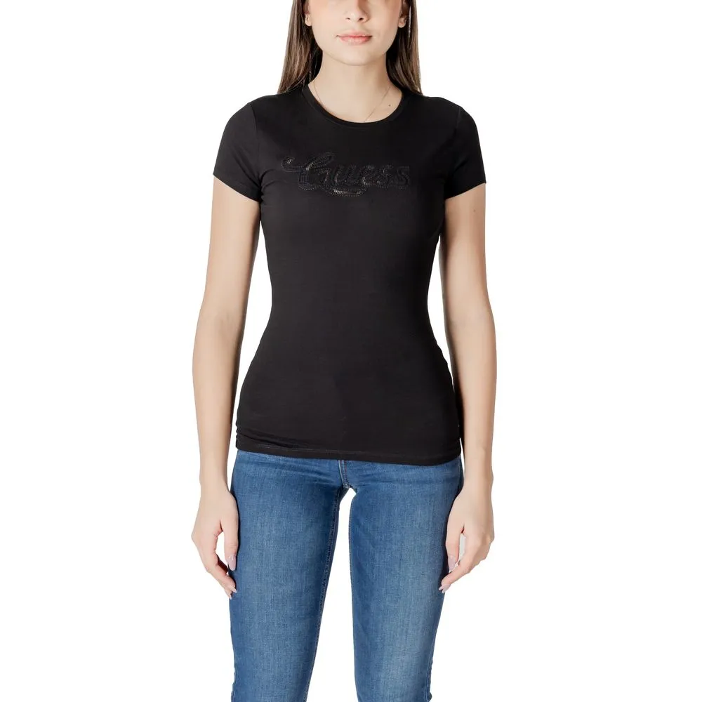 Guess Women's Black Cotton Tops & T-Shirt
