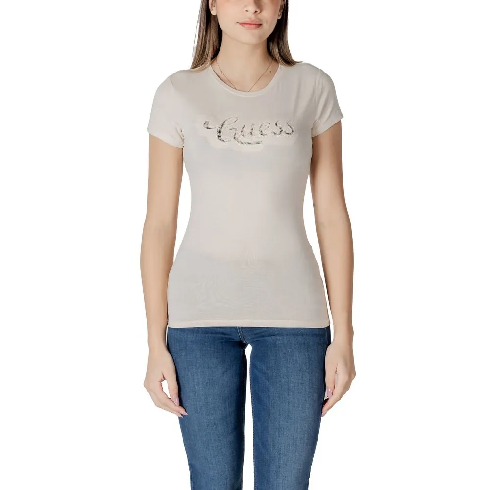 Guess Women's Beige Cotton Tops & T-Shirt