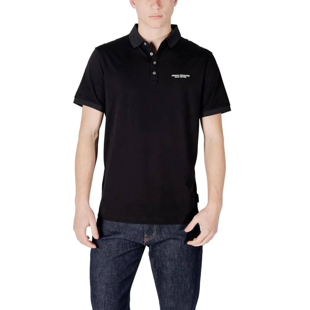 Armani Exchange Men's Black Cotton Polo Shirt