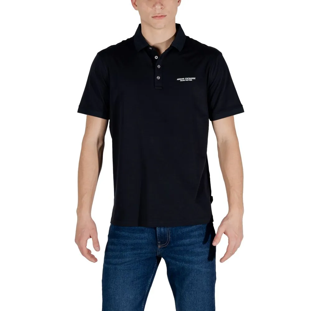 Armani Exchange Men's Blue Cotton Polo Shirt