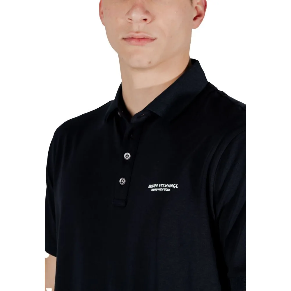 Armani Exchange Men's Blue Cotton Polo Shirt