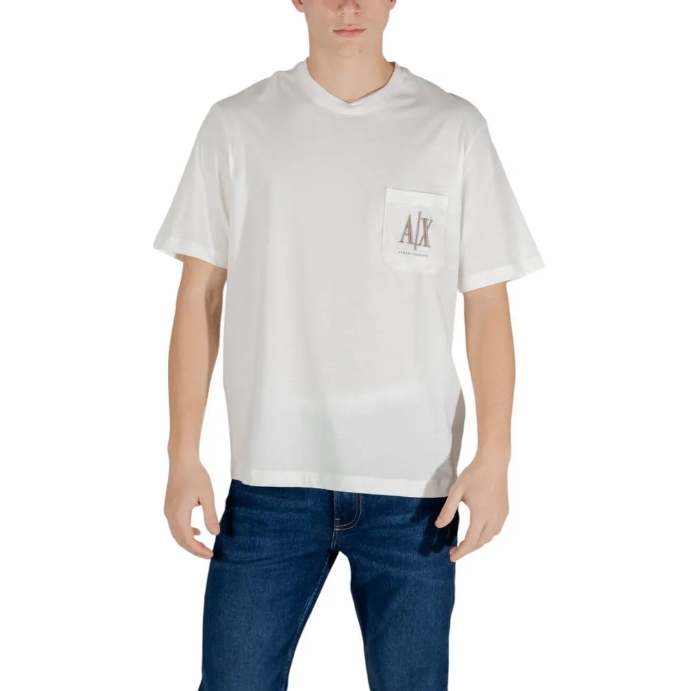 Armani Exchange Men's Cream Cotton T-Shirt