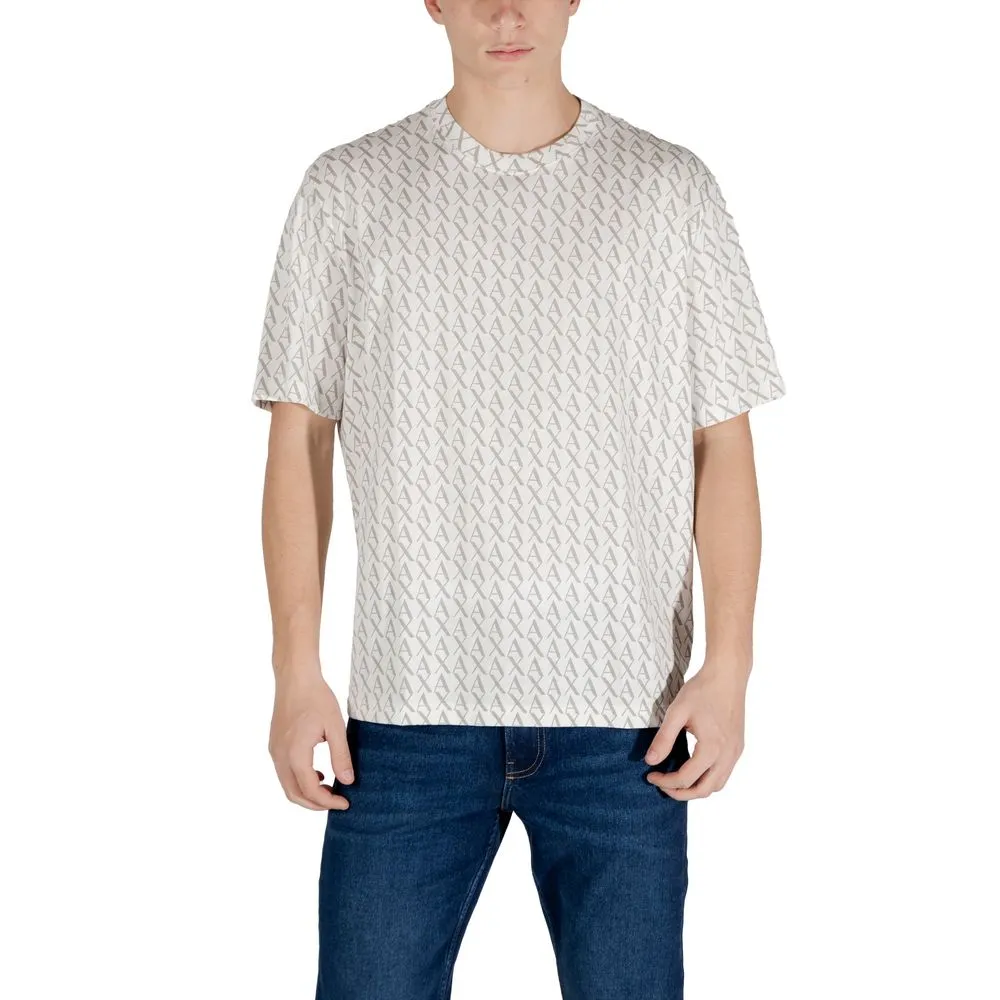 Armani Exchange Men's Cream Cotton T-Shirt