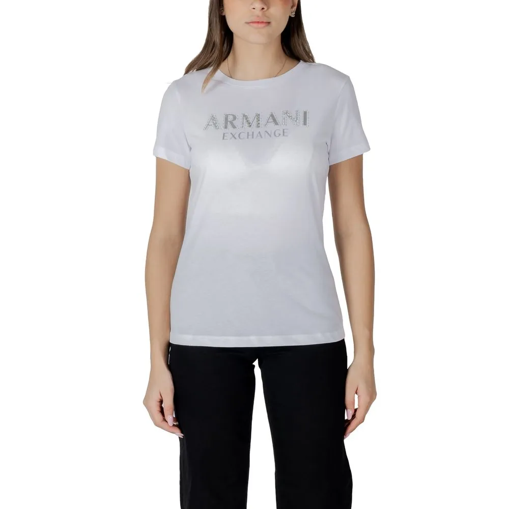 Armani Exchange Women's White Cotton Tops & T-Shirt