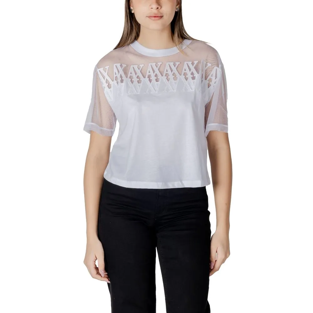 Armani Exchange Women's White Cotton Tops & T-Shirt