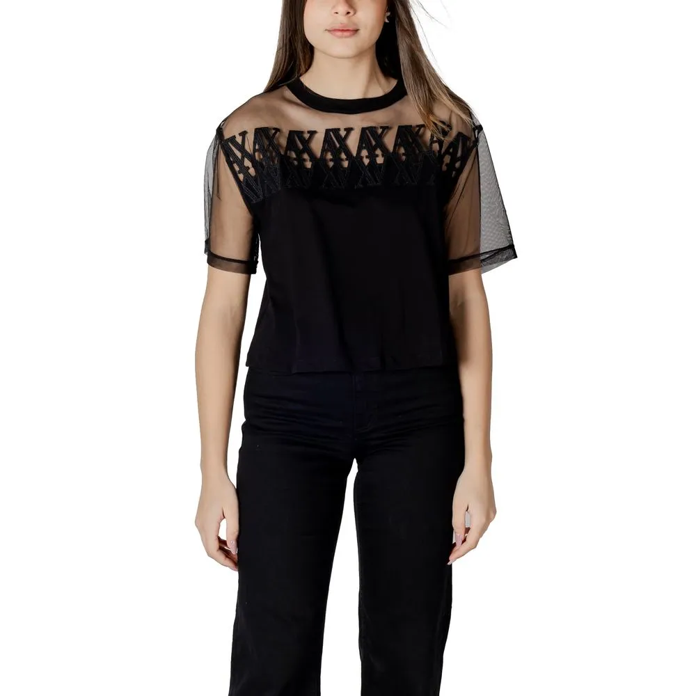 Armani Exchange Women's Black Cotton Tops & T-Shirt