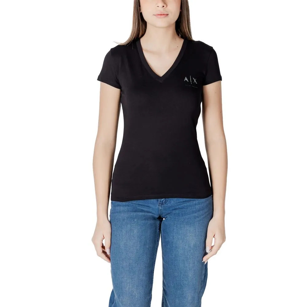 Armani Exchange Women's Black Cotton Tops & T-Shirt