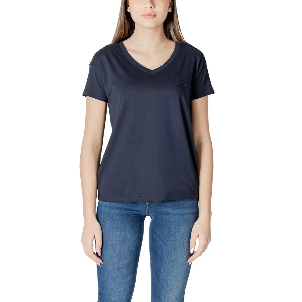 Armani Exchange Women's Blue Cotton Tops & T-Shirt