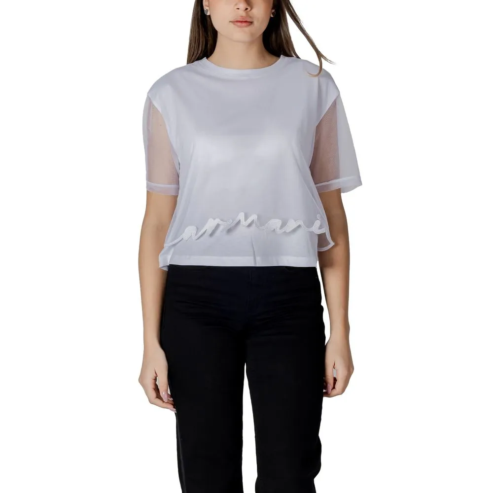 Armani Exchange Women's White Cotton Tops & T-Shirt