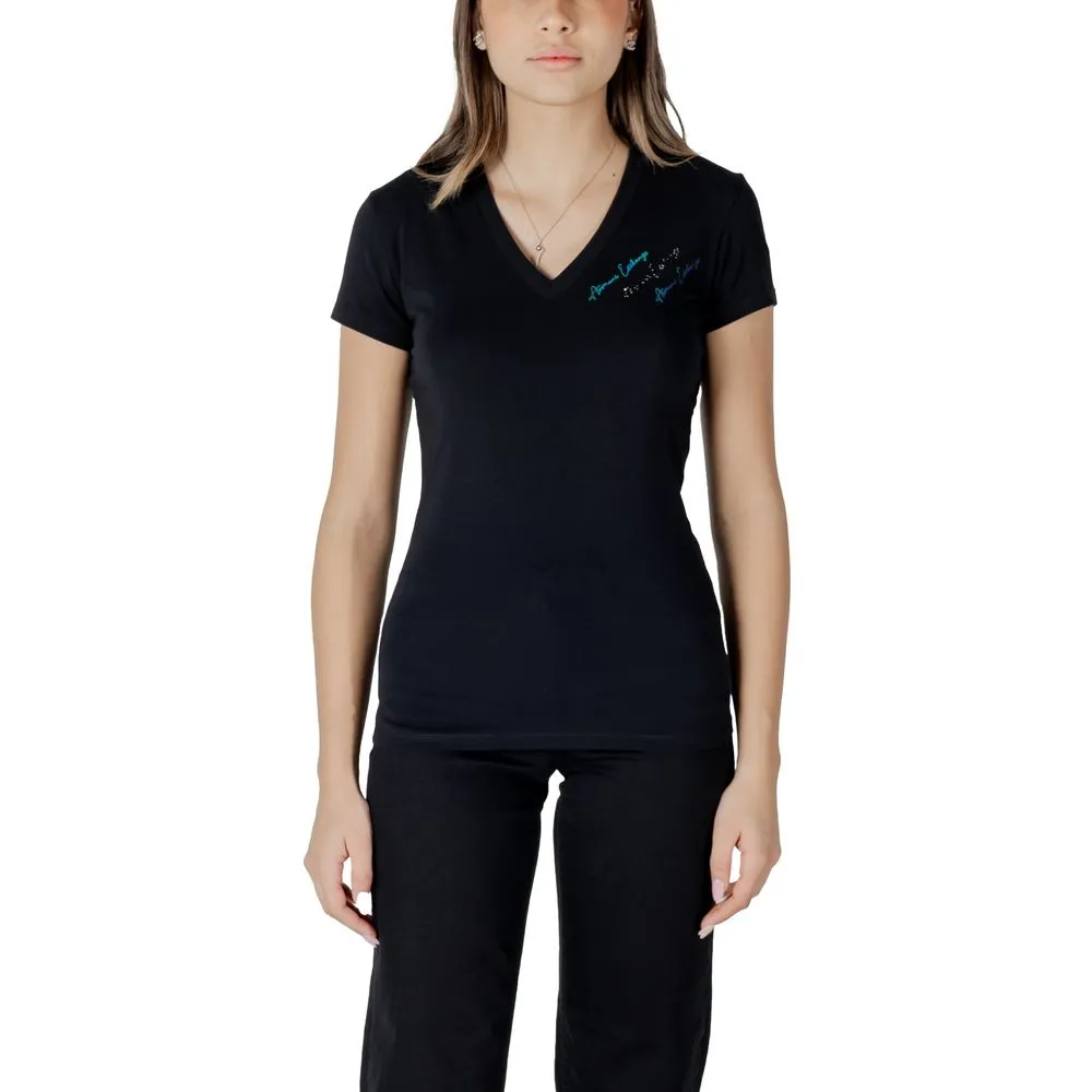 Armani Exchange Women's Black Cotton Tops & T-Shirt
