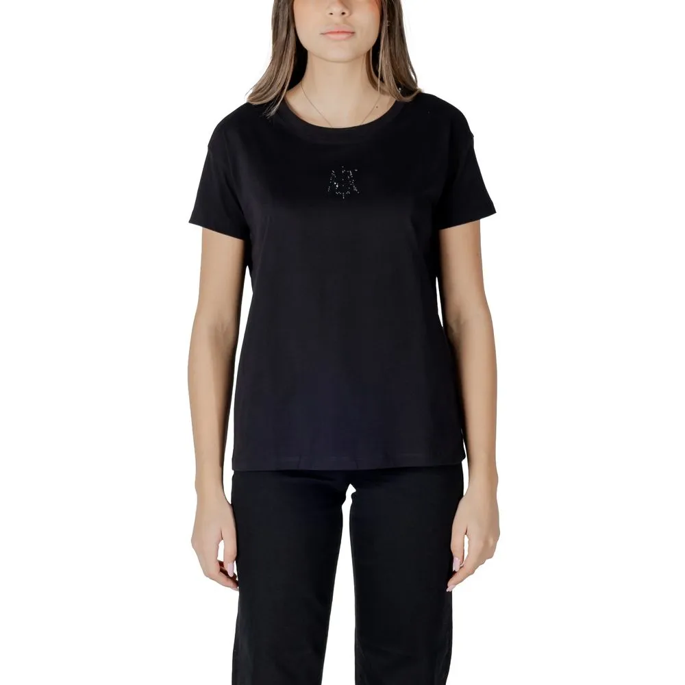 Armani Exchange Women's Black Cotton Tops & T-Shirt