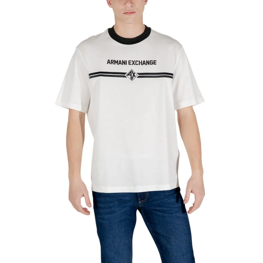 Armani Exchange Men's Cream Cotton T-Shirt