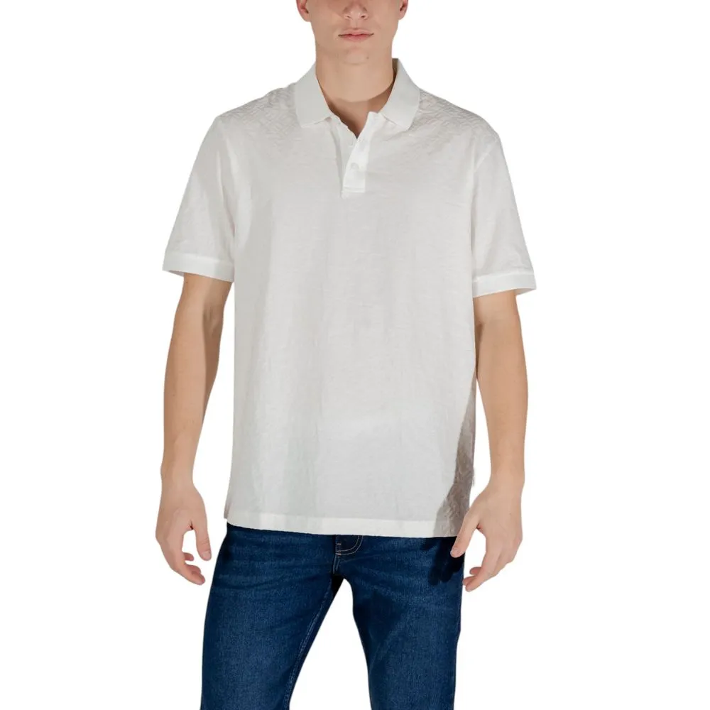 Armani Exchange Men's Cream Cotton Polo Shirt