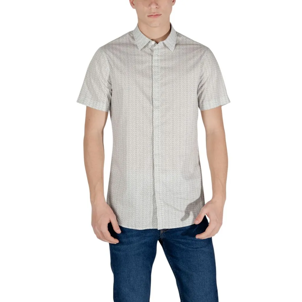 Armani Exchange Men's Cream Cotton Shirt