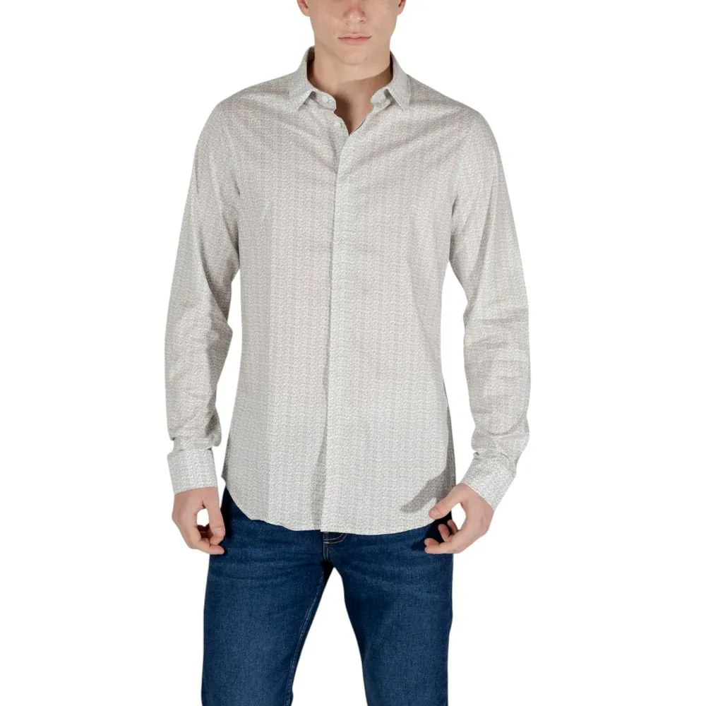 Armani Exchange Men's Cream Cotton Shirt