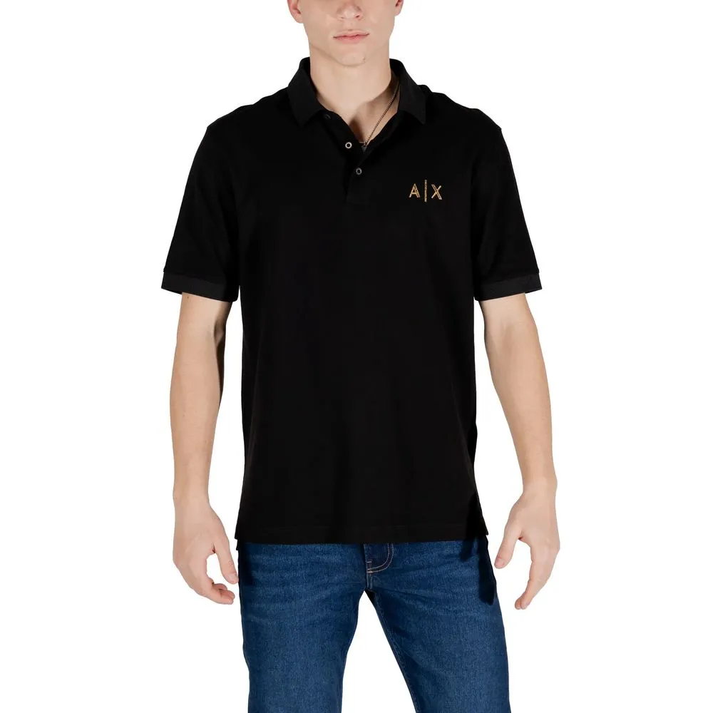 Armani Exchange Men's Black Cotton Polo Shirt