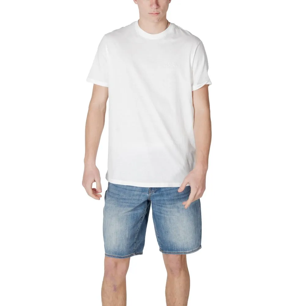 Armani Exchange Men's Cream Cotton T-Shirt