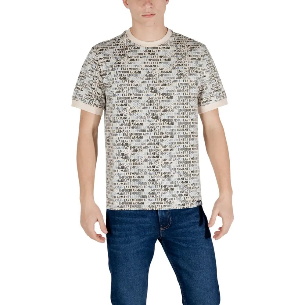 EA7 Emporio Armani Men's Beige Cotton T-Shirt